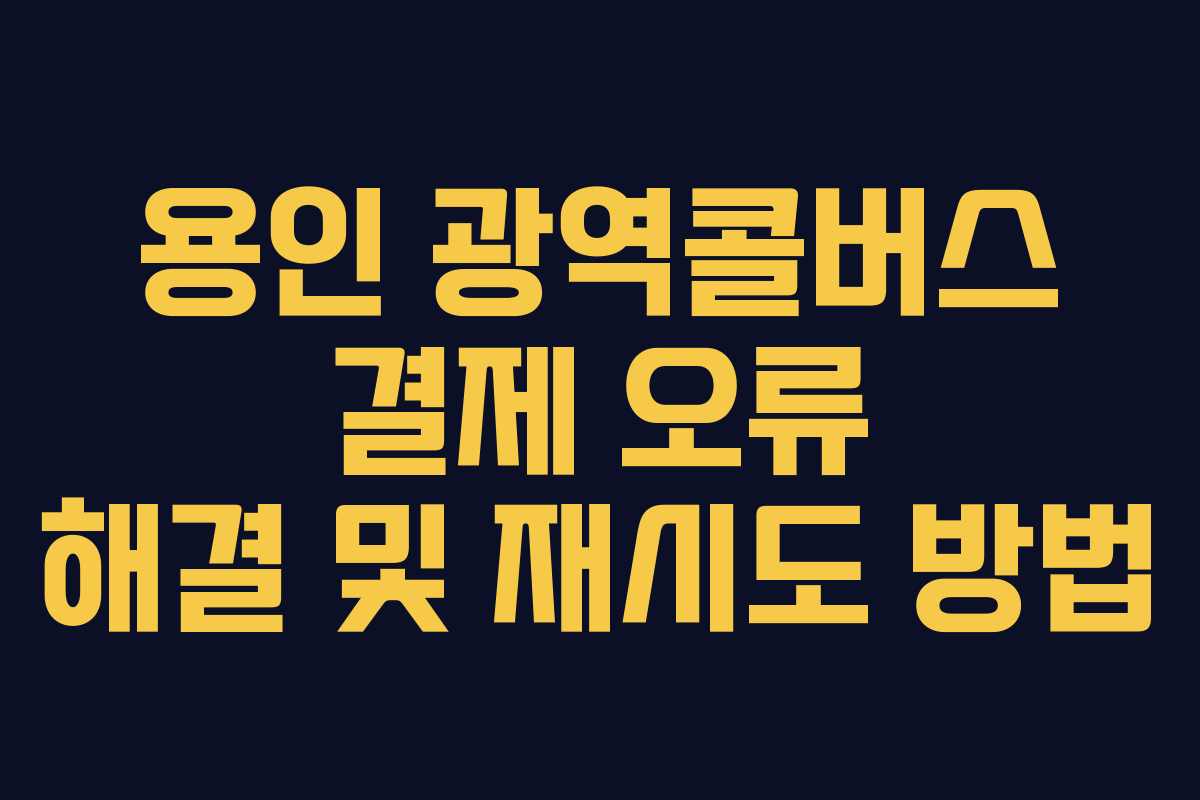 용인 광역콜버스 결제 오류 해결 및 재시도 방법