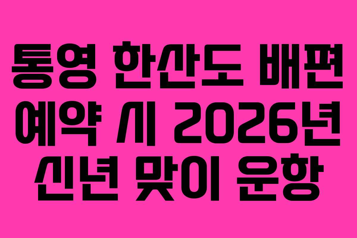 통영 한산도 배편 예약 시 2026년 신년 맞이 운항