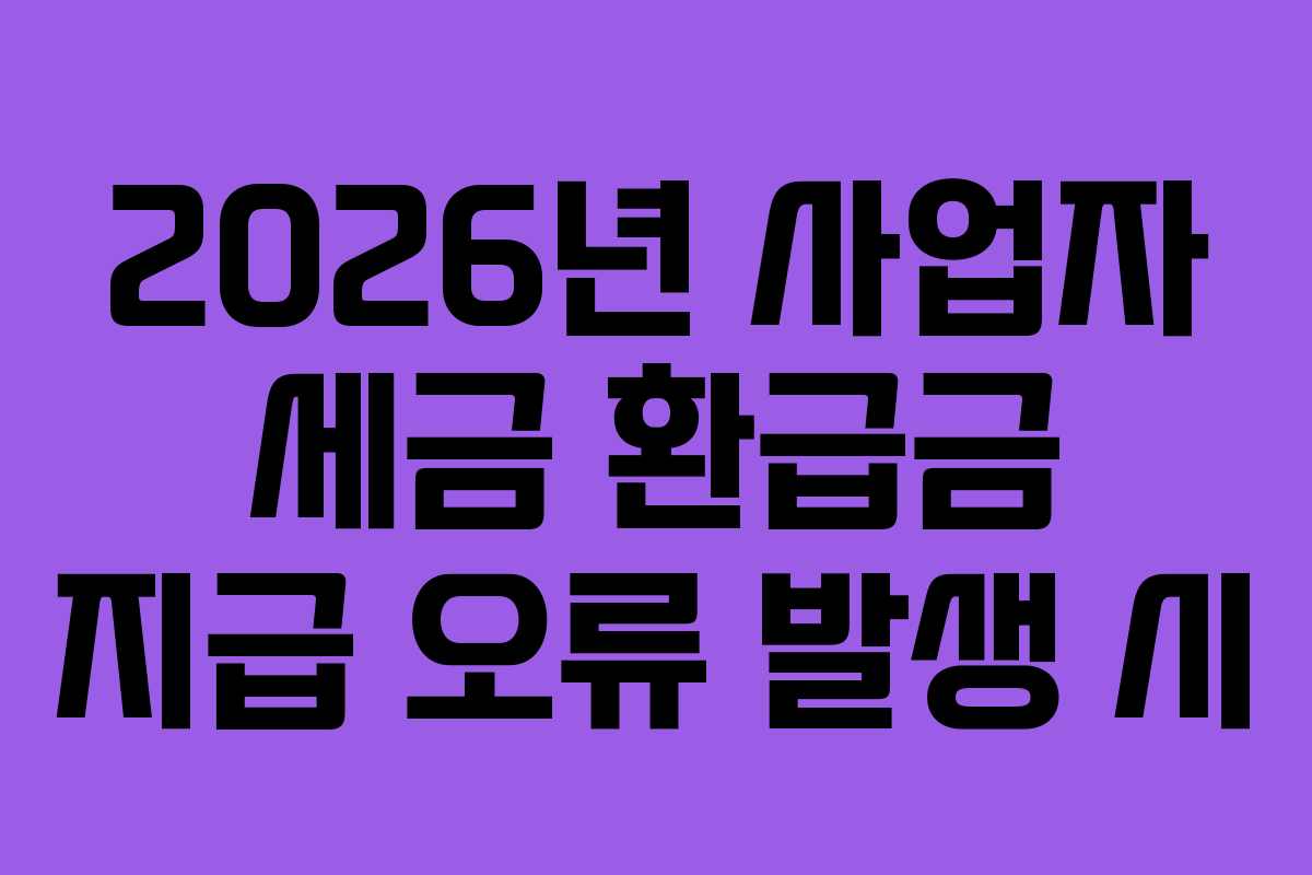 2026년 사업자 세금 환급금 지급 오류 발생 시