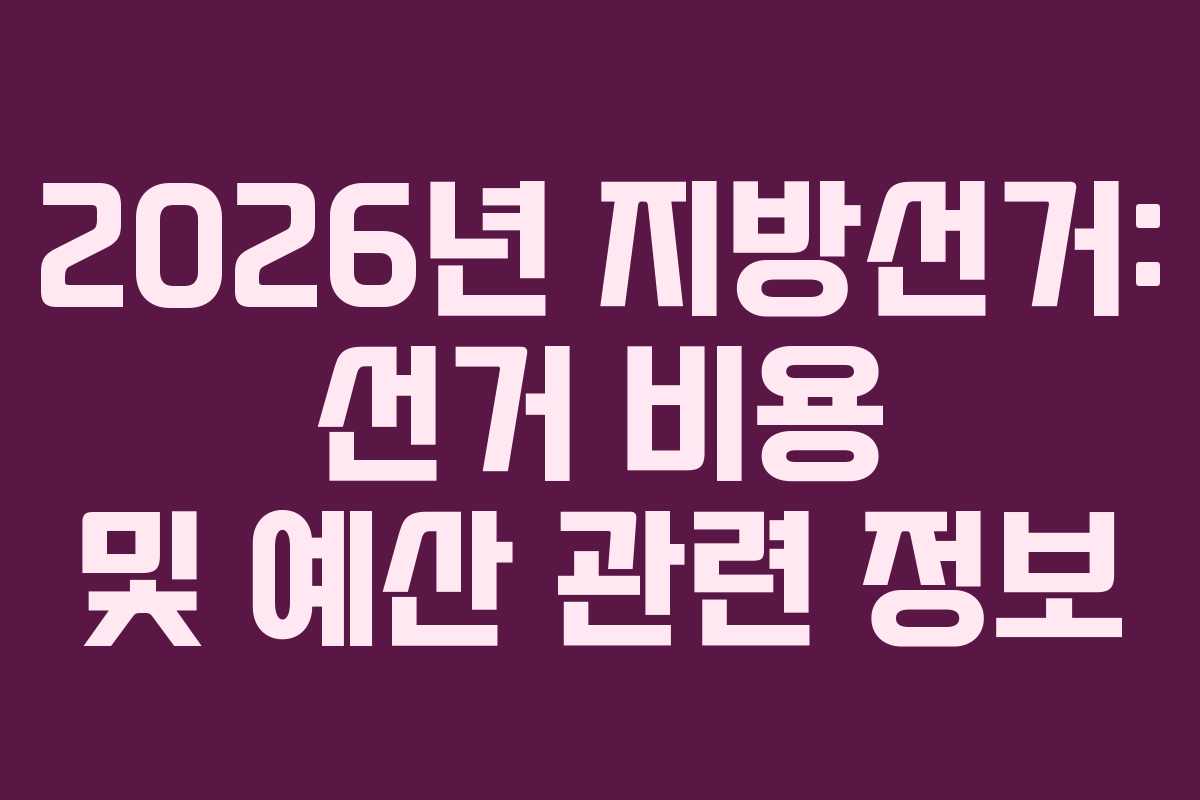 2026년 지방선거: 선거 비용 및 예산 관련 정보
