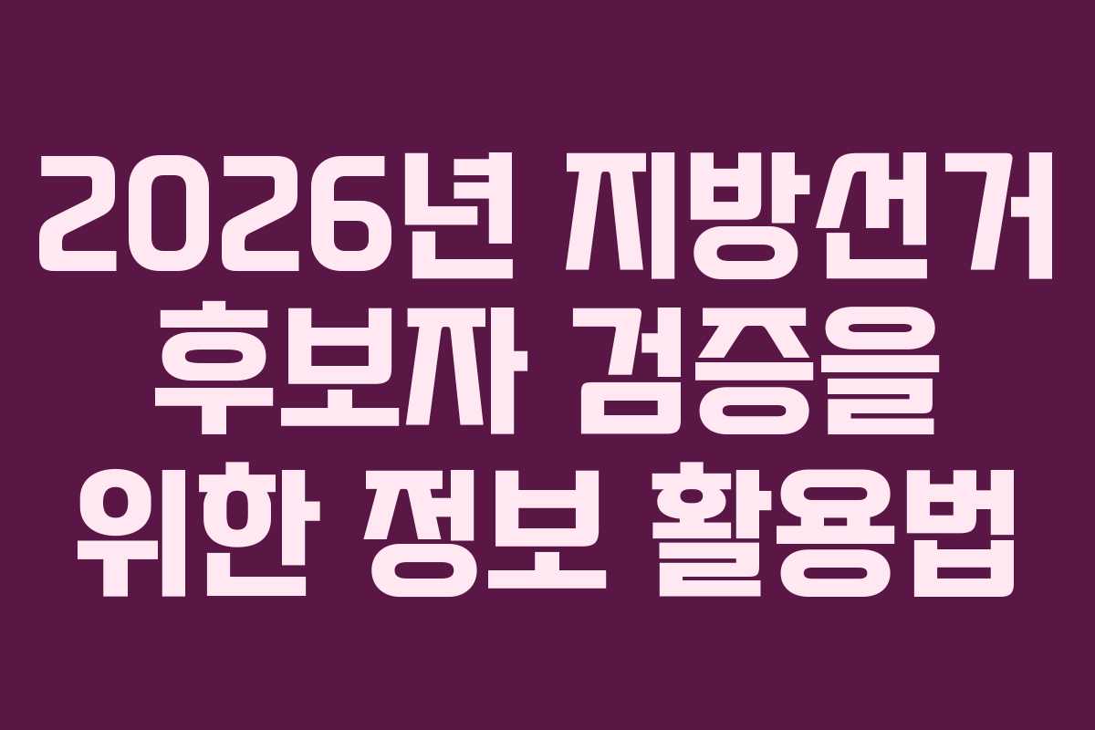 2026년 지방선거 후보자 검증을 위한 정보 활용법