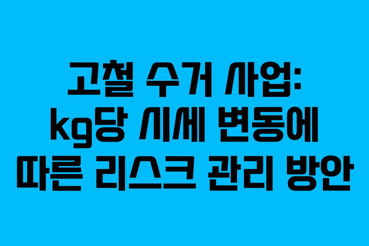 고철 수거 사업: kg당 시세 변동에 따른 리스크 관리 방안