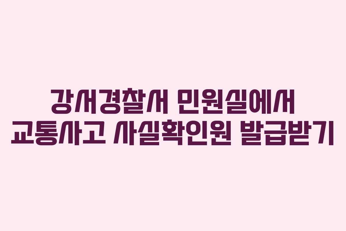 강서경찰서 민원실에서 교통사고 사실확인원 발급받기