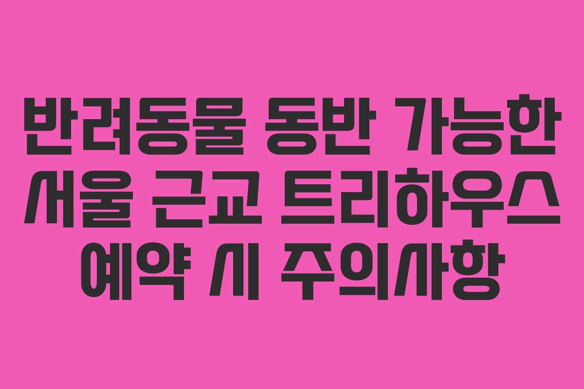 반려동물 동반 가능한 서울 근교 트리하우스 예약 시 주의사항