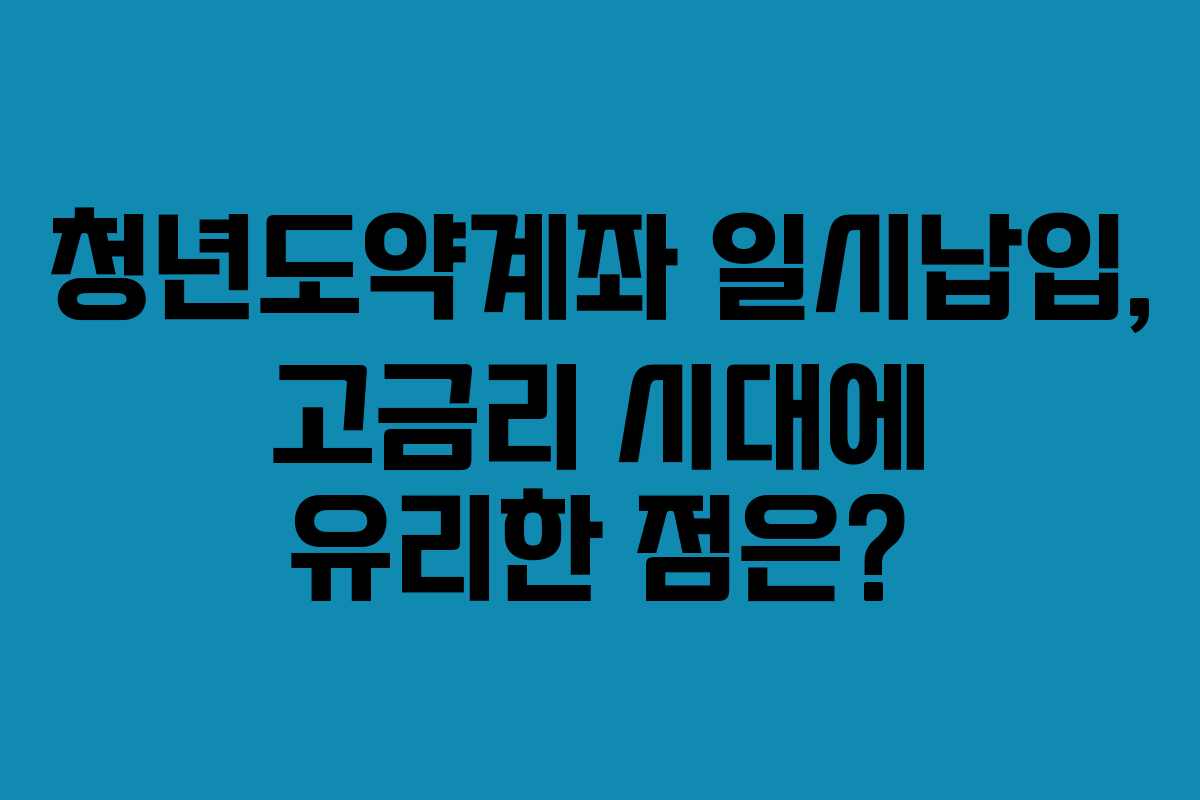 청년도약계좌 일시납입, 고금리 시대에 유리한 점은?