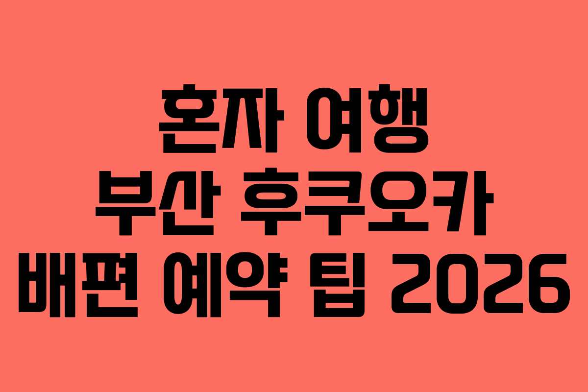 혼자 여행 부산 후쿠오카 배편 예약 팁 2026