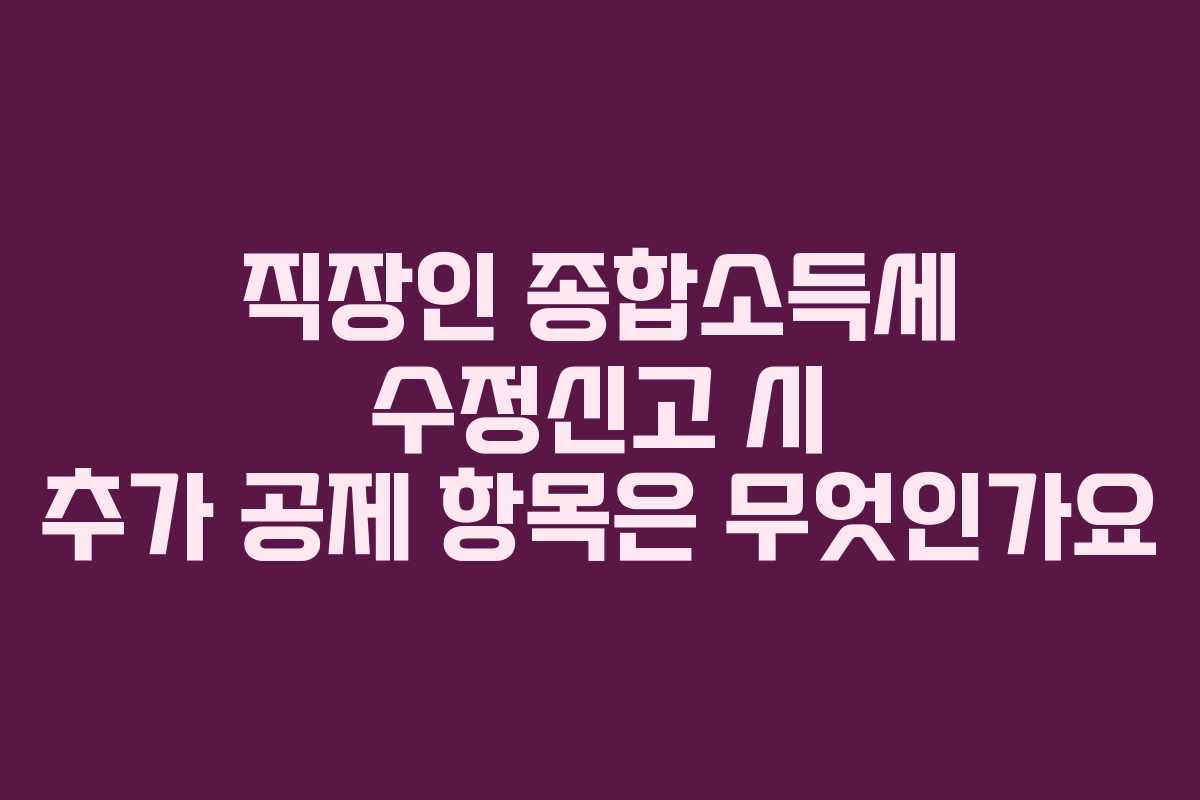 직장인 종합소득세 수정신고 시 추가 공제 항목은 무엇인가요