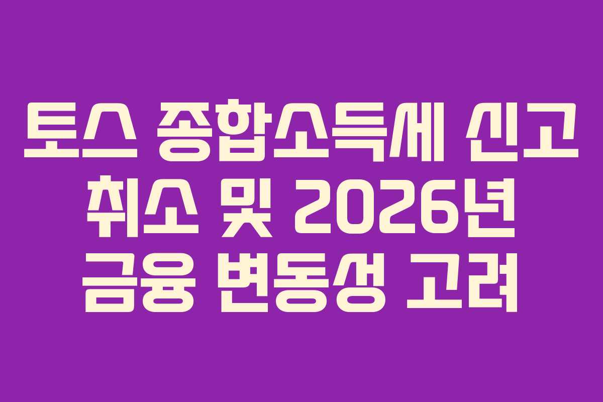 토스 종합소득세 신고 취소 및 2026년 금융 변동성 고려