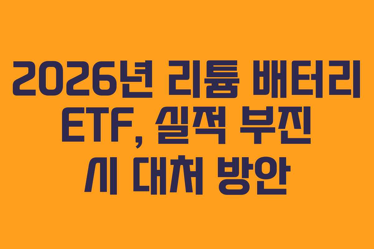 2026년 리튬 배터리 ETF, 실적 부진 시 대처 방안