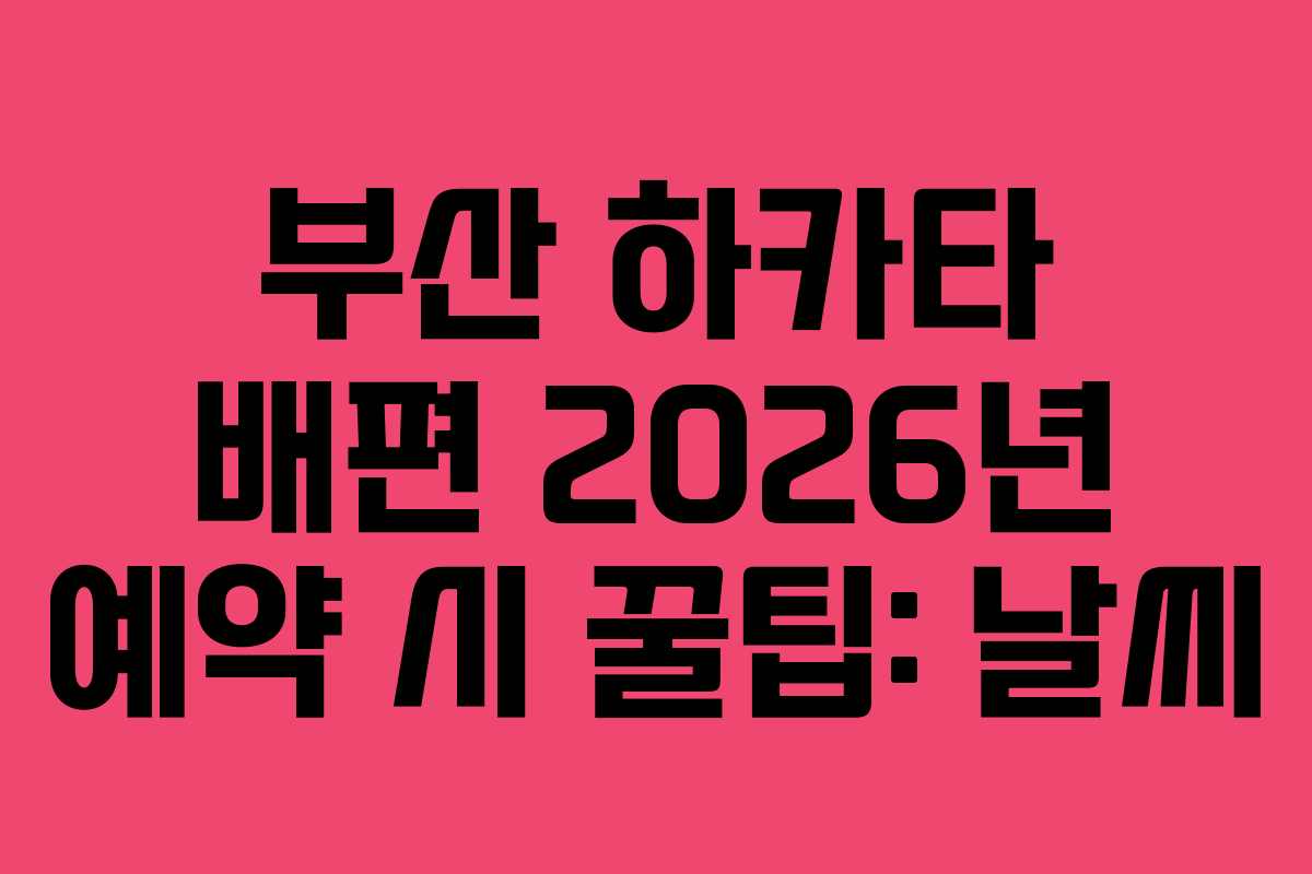 부산 하카타 배편 2026년 예약 시 꿀팁: 날씨