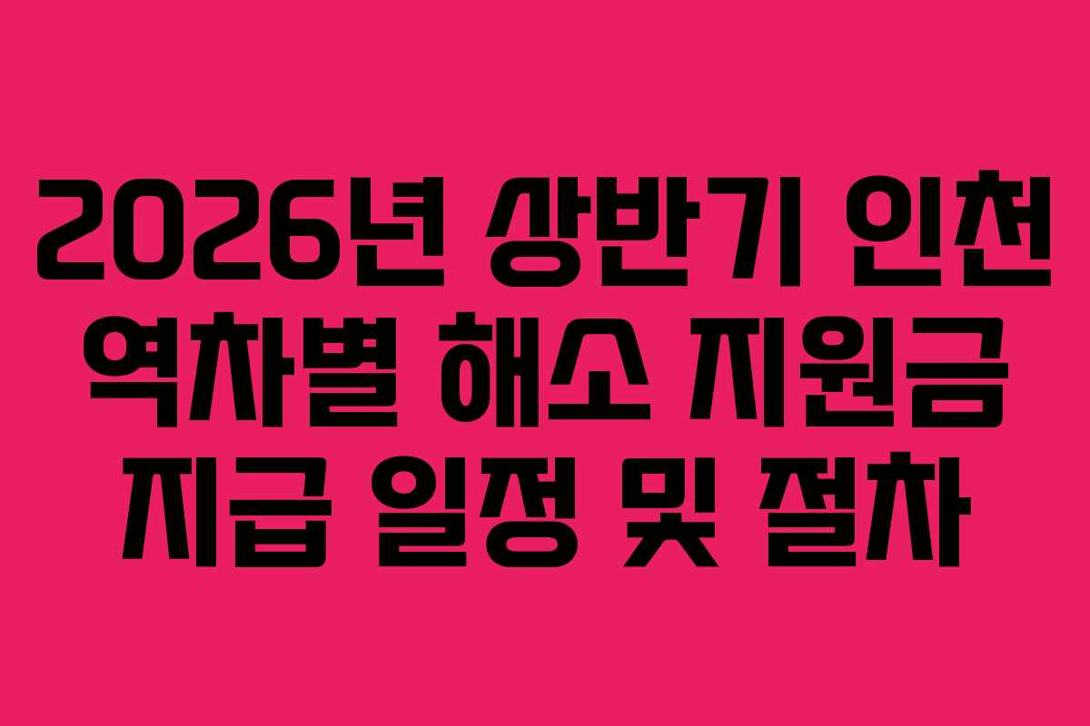 2026년 상반기 인천 역차별 해소 지원금 지급 일정 및 절차