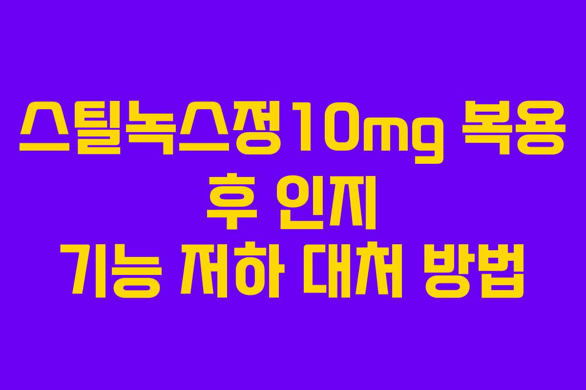 스틸녹스정10mg 복용 후 인지 기능 저하 대처 방법