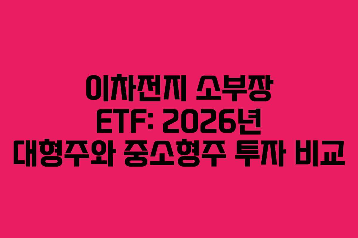 이차전지 소부장 ETF: 2026년 대형주와 중소형주 투자 비교