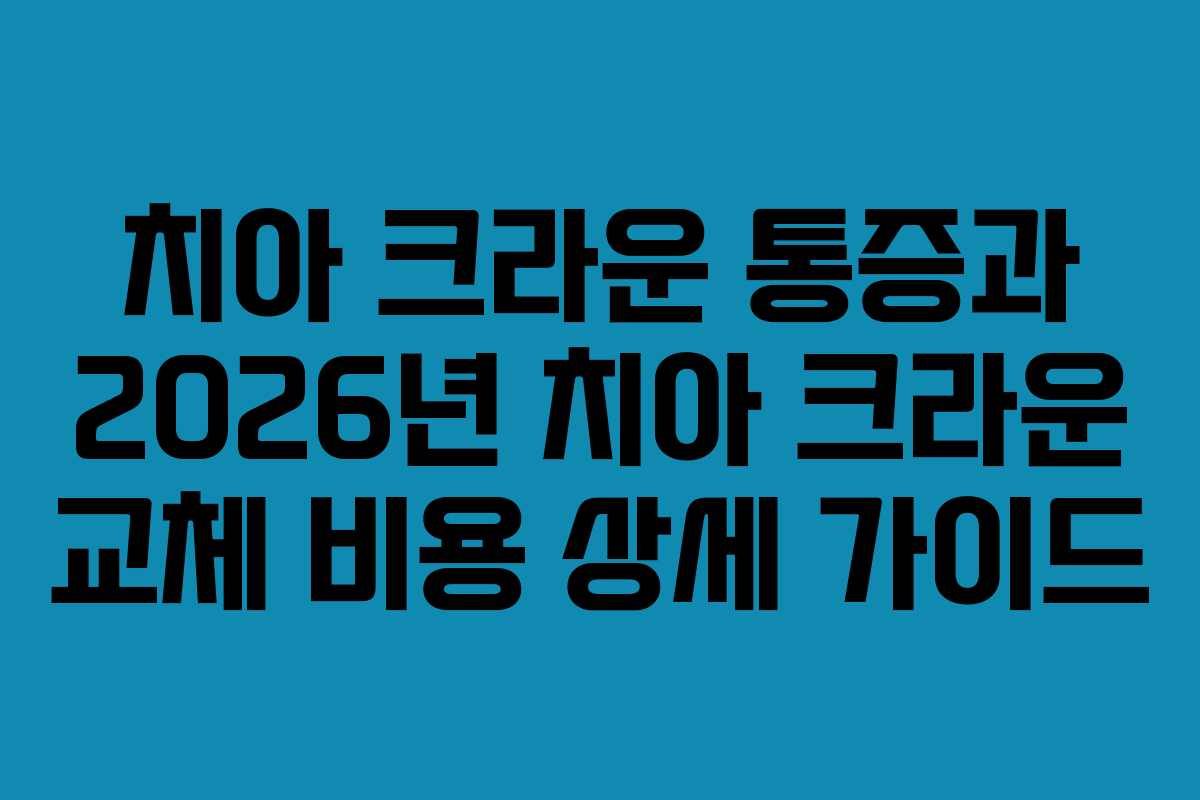 치아 크라운 통증과 2026년 치아 크라운 교체 비용 상세 가이드 치아 크라운 통증과 2026년 치아 크라운 교체 비용 상세 가이드