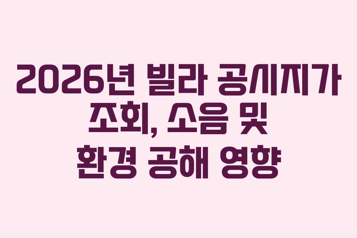 2026년 빌라 공시지가 조회, 소음 및 환경 공해 영향