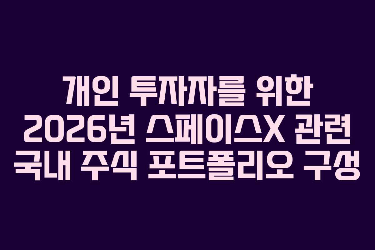 개인 투자자를 위한 2026년 스페이스X 관련 국내 주식 포트폴리오 구성