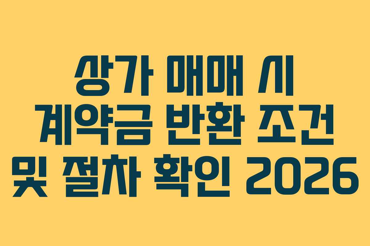 상가 매매 시 계약금 반환 조건 및 절차 확인 2026