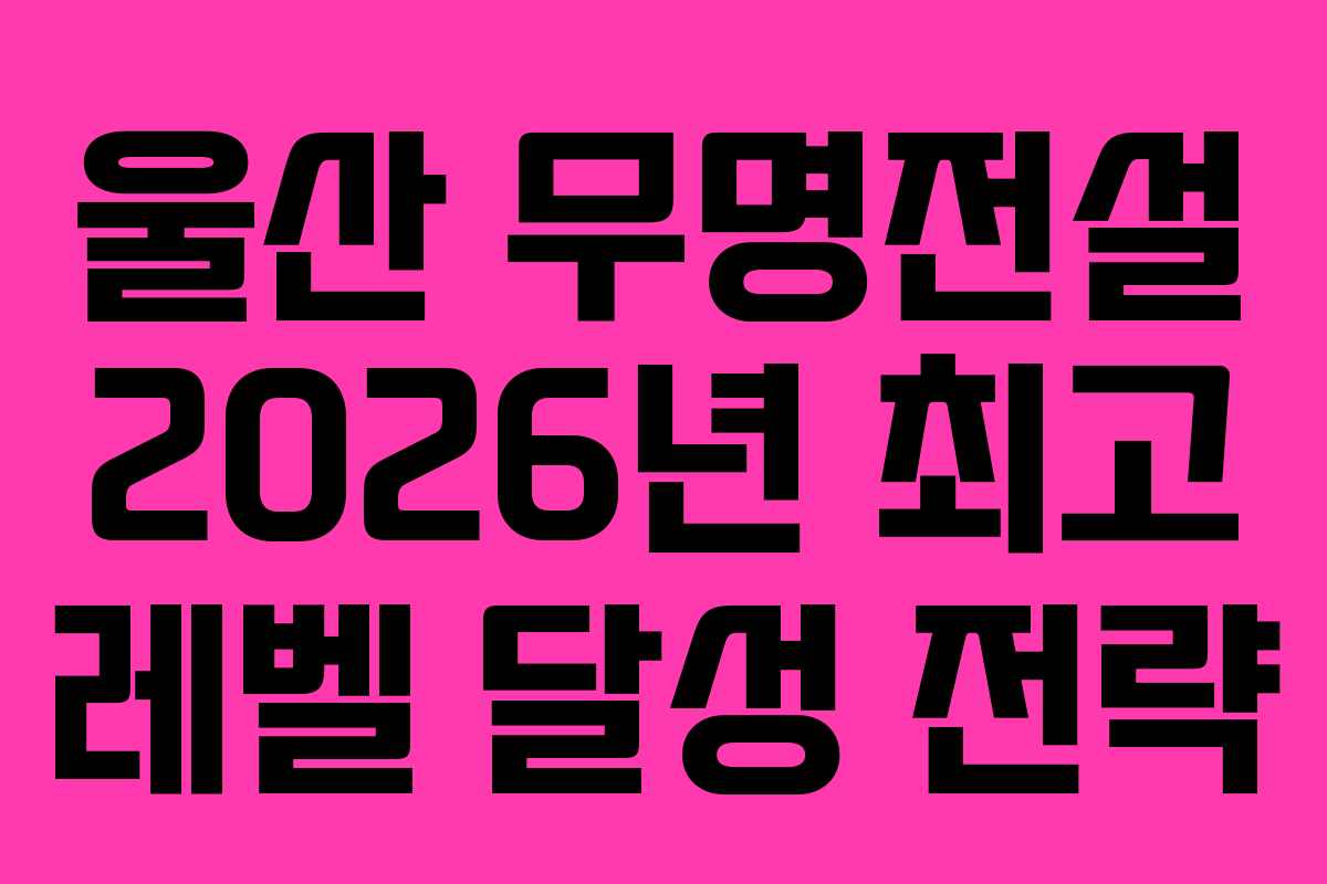 울산 무명전설 2026년 최고 레벨 달성 전략