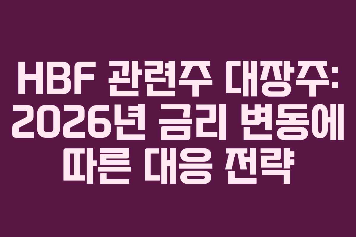 HBF 관련주 대장주: 2026년 금리 변동에 따른 대응 전략 HBF 관련주 대장주: 2026년 금리 변동에 따른 대응 전략