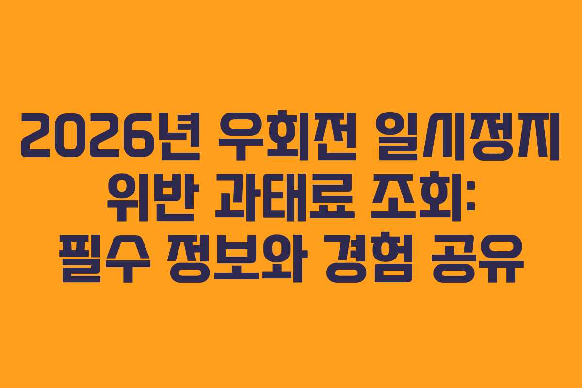 2026년 우회전 일시정지 위반 과태료 조회: 필수 정보와 경험 공유