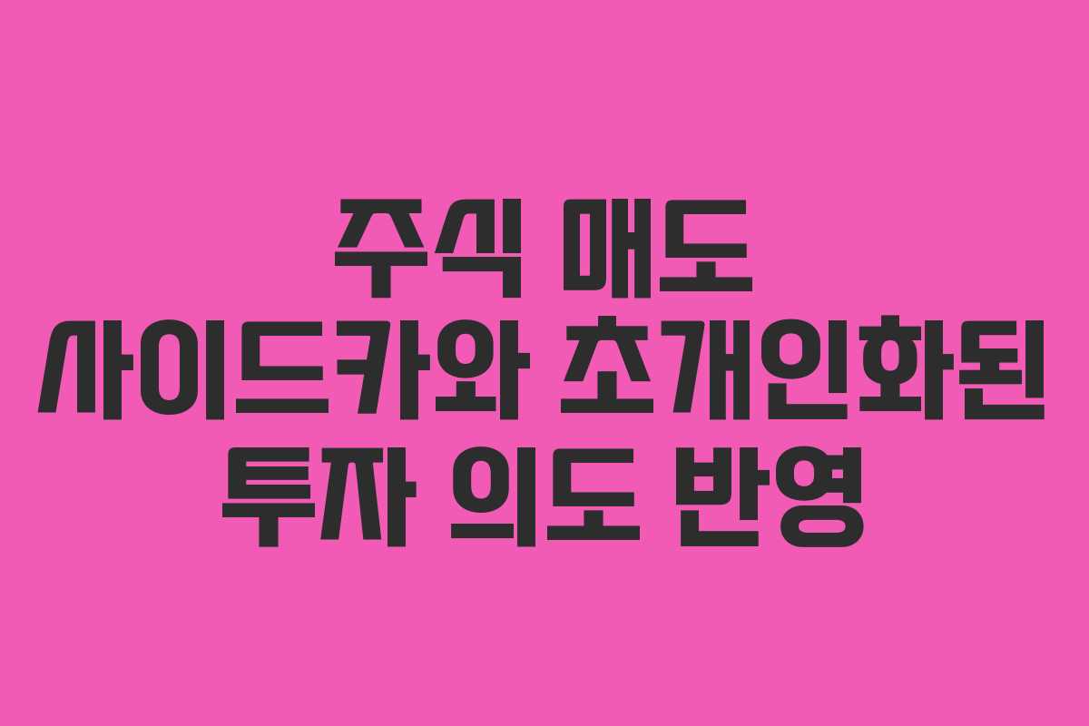 주식 매도 사이드카와 초개인화된 투자 의도 반영