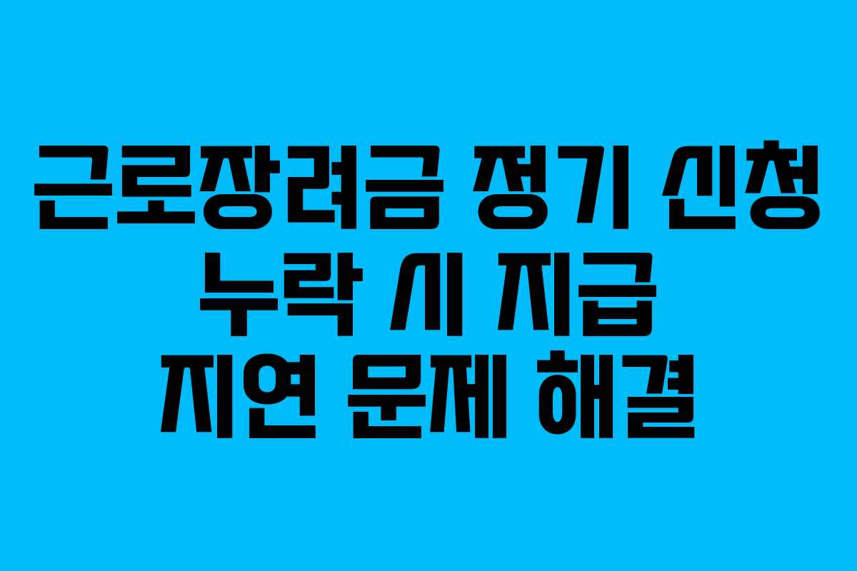 근로장려금 정기 신청 누락 시 지급 지연 문제 해결 근로장려금 정기 신청 누락 시 지급 지연 문제 해결