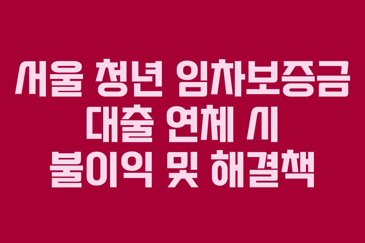 서울 청년 임차보증금 대출 연체 시 불이익 및 해결책