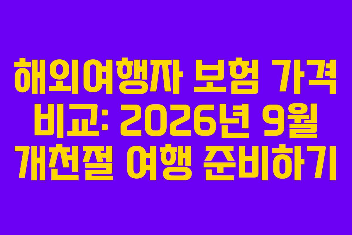 해외여행자 보험 가격 비교: 2026년 9월 개천절 여행 준비하기