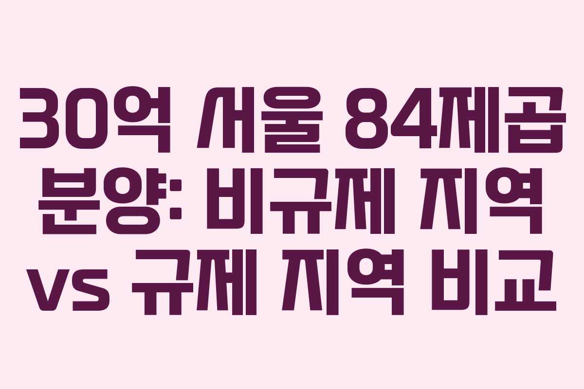 30억 서울 84제곱 분양: 비규제 지역 vs 규제 지역 비교