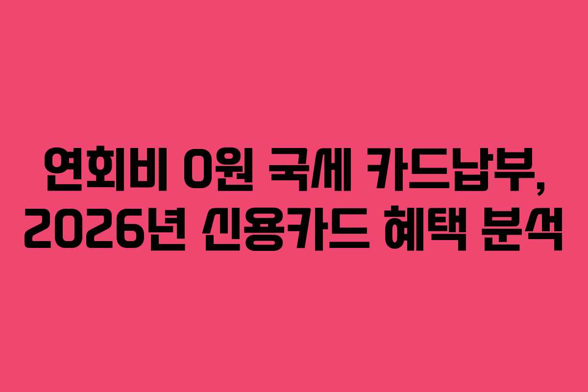 연회비 0원 국세 카드납부, 2026년 신용카드 혜택 분석