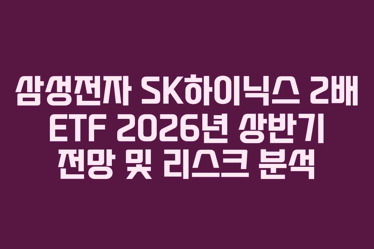 삼성전자 SK하이닉스 2배 ETF 2026년 상반기 전망 및 리스크 분석 삼성전자 SK하이닉스 2배 ETF 2026년 상반기 전망 및 리스크 분석
