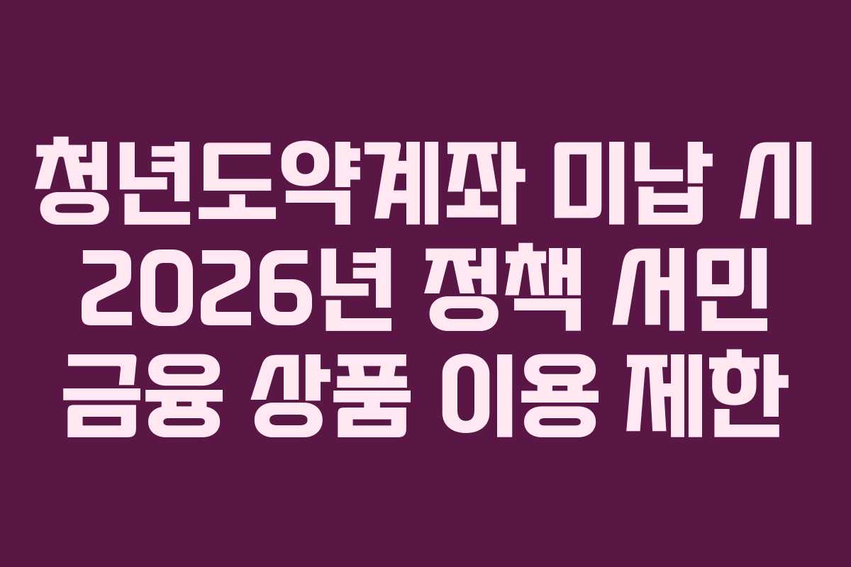 청년도약계좌 미납 시 2026년 정책 서민 금융 상품 이용 제한 청년도약계좌 미납 시 2026년 정책 서민 금융 상품 이용 제한