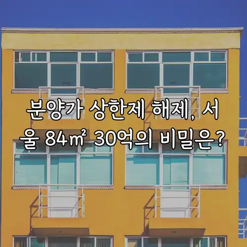 분양가 상한제 해제, 서울 84㎡ 30억의 비밀은?