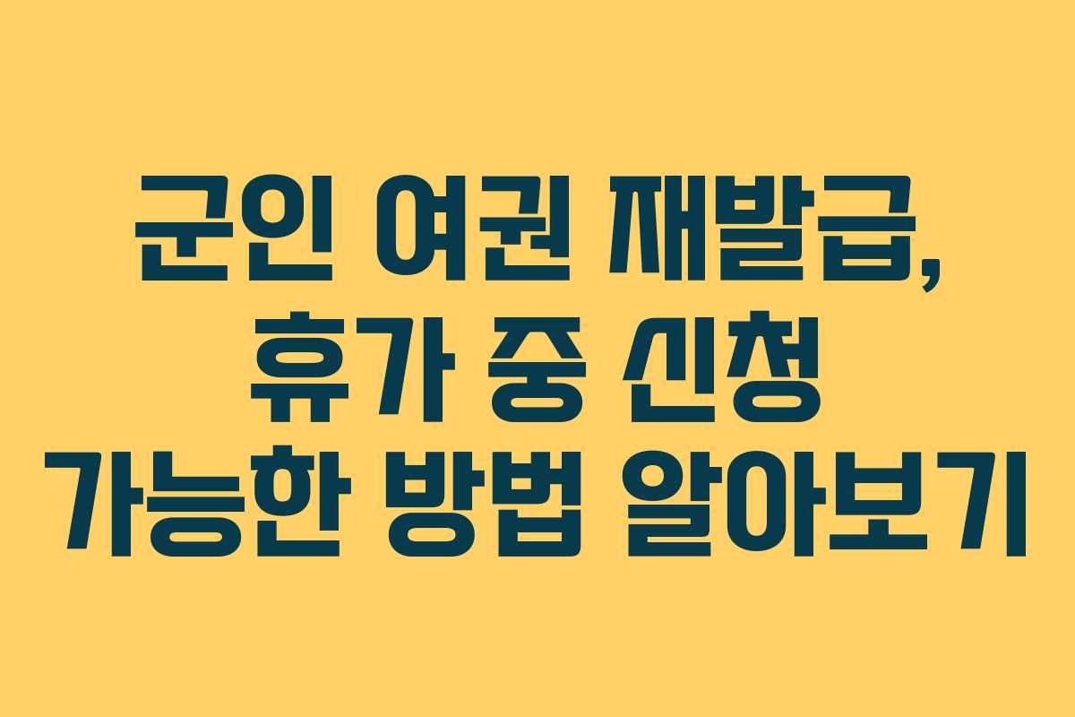 군인 여권 재발급, 휴가 중 신청 가능한 방법 알아보기