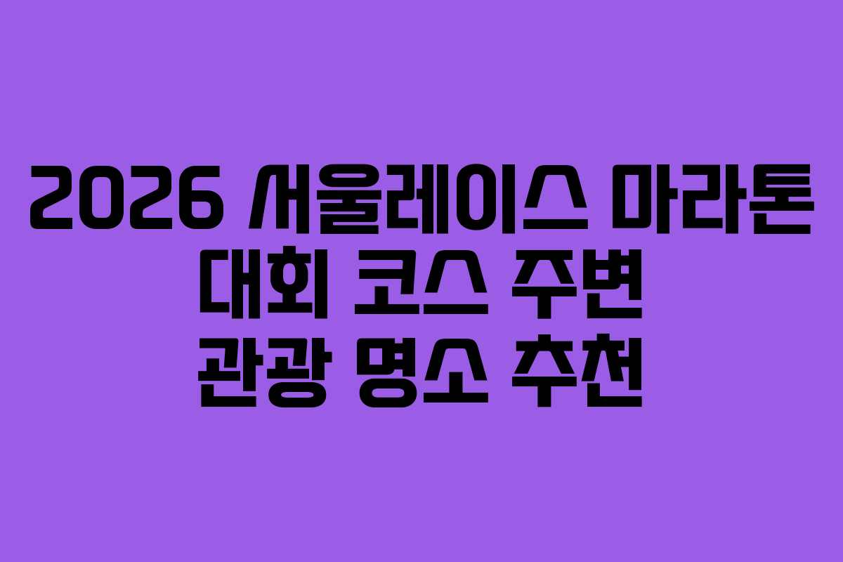 2026 서울레이스 마라톤 대회 코스 주변 관광 명소 추천 2026 서울레이스 마라톤 대회 코스 주변 관광 명소 추천