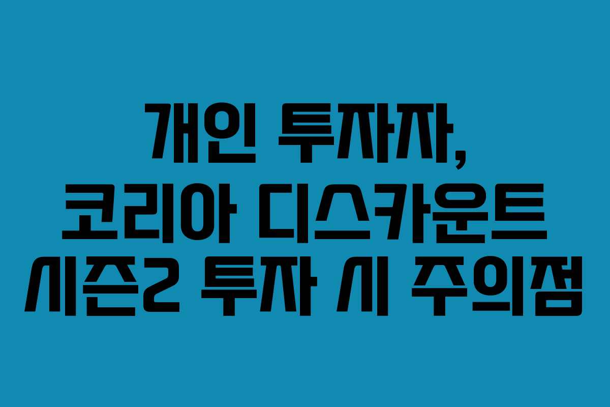 개인 투자자, 코리아 디스카운트 시즌2 투자 시 주의점