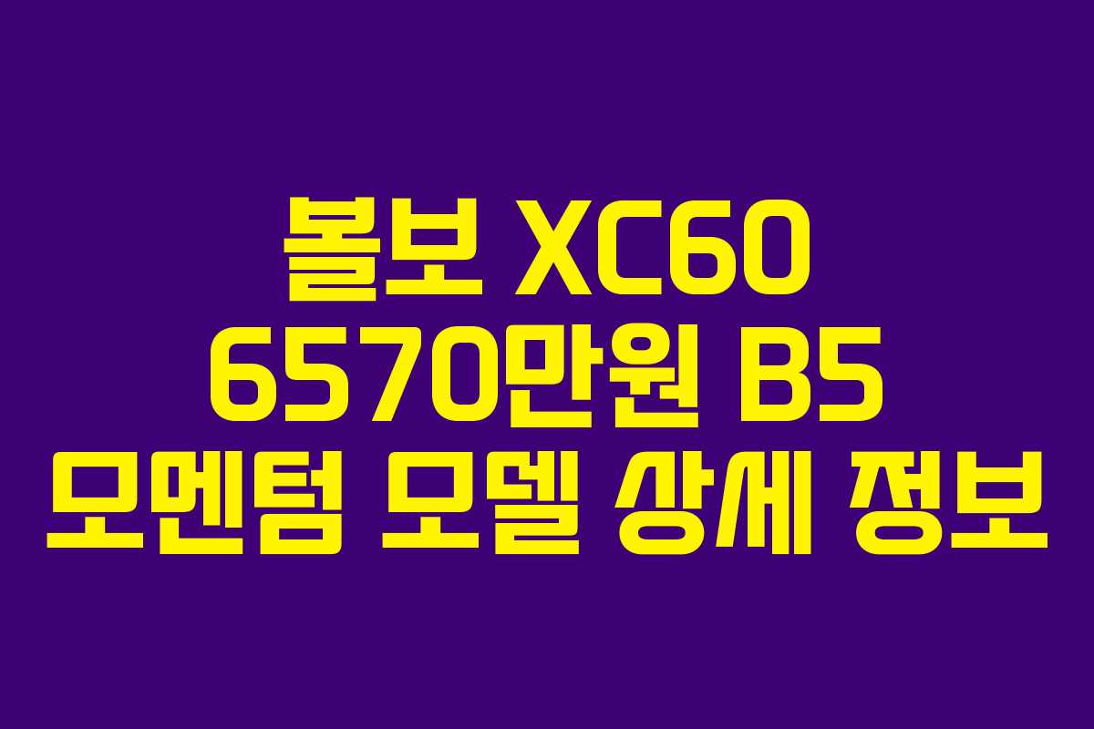 볼보 XC60 6570만원 B5 모멘텀 모델 상세 정보