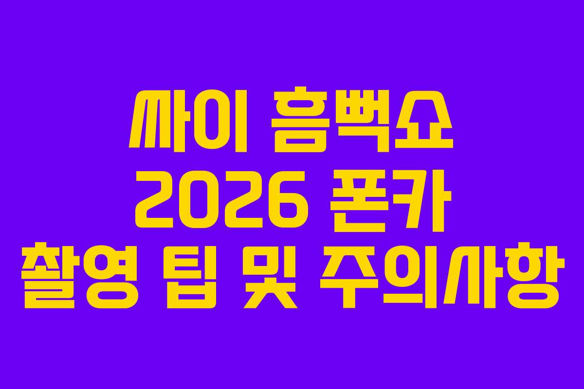 싸이 흠뻑쇼 2026 폰카 촬영 팁 및 주의사항