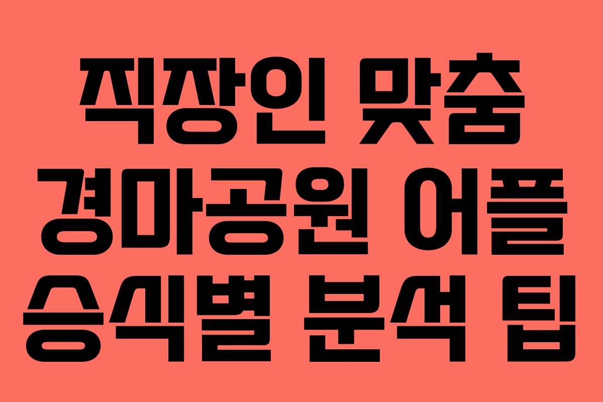 직장인 맞춤 경마공원 어플 승식별 분석 팁