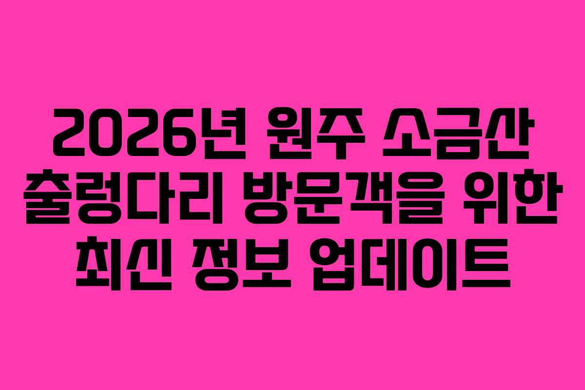 2026년 원주 소금산 출렁다리 방문객을 위한 최신 정보 업데이트 2026년 원주 소금산 출렁다리 방문객을 위한 최신 정보 업데이트