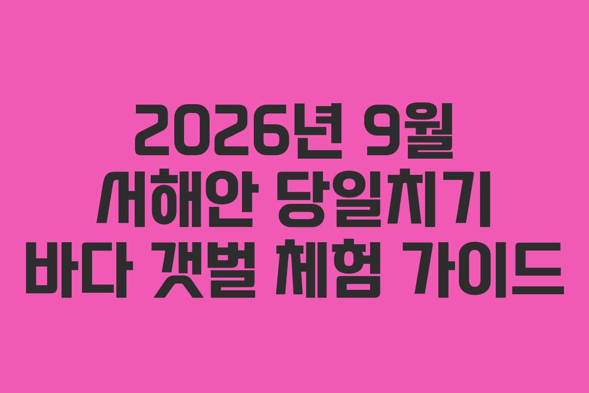 2026년 9월 서해안 당일치기 바다 갯벌 체험 가이드