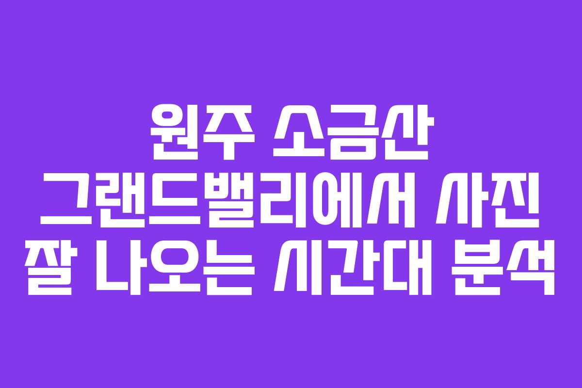 원주 소금산 그랜드밸리에서 사진 잘 나오는 시간대 분석