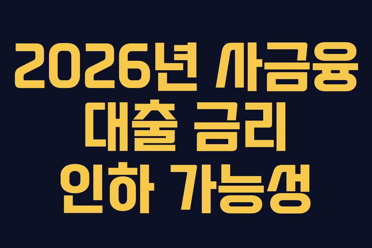 2026년 사금융 대출 금리 인하 가능성
