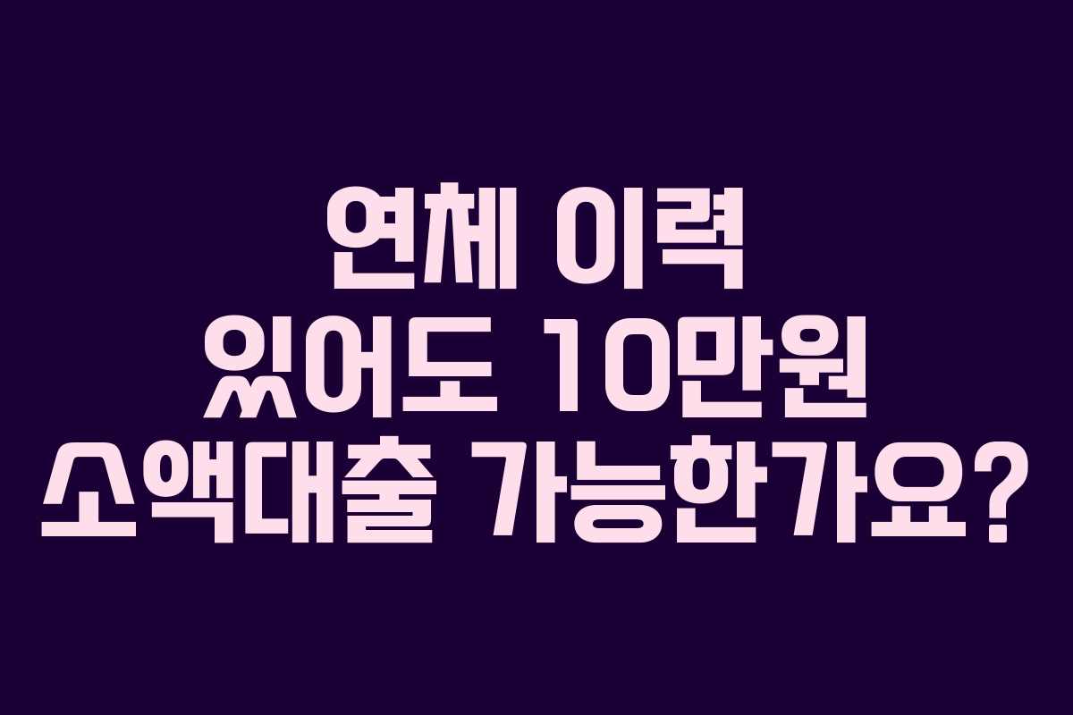 연체 이력 있어도 10만원 소액대출 가능한가요? 연체 이력 있어도 10만원 소액대출 가능한가요?