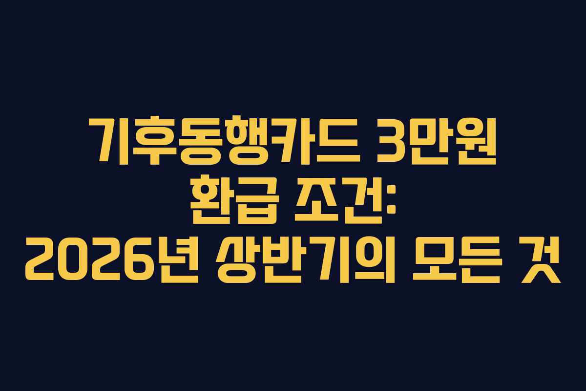 기후동행카드 3만원 환급 조건: 2026년 상반기의 모든 것