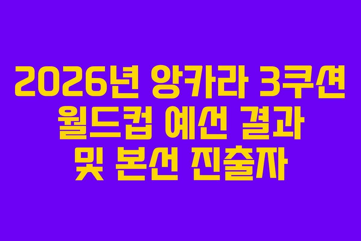 2026년 앙카라 3쿠션 월드컵 예선 결과 및 본선 진출자