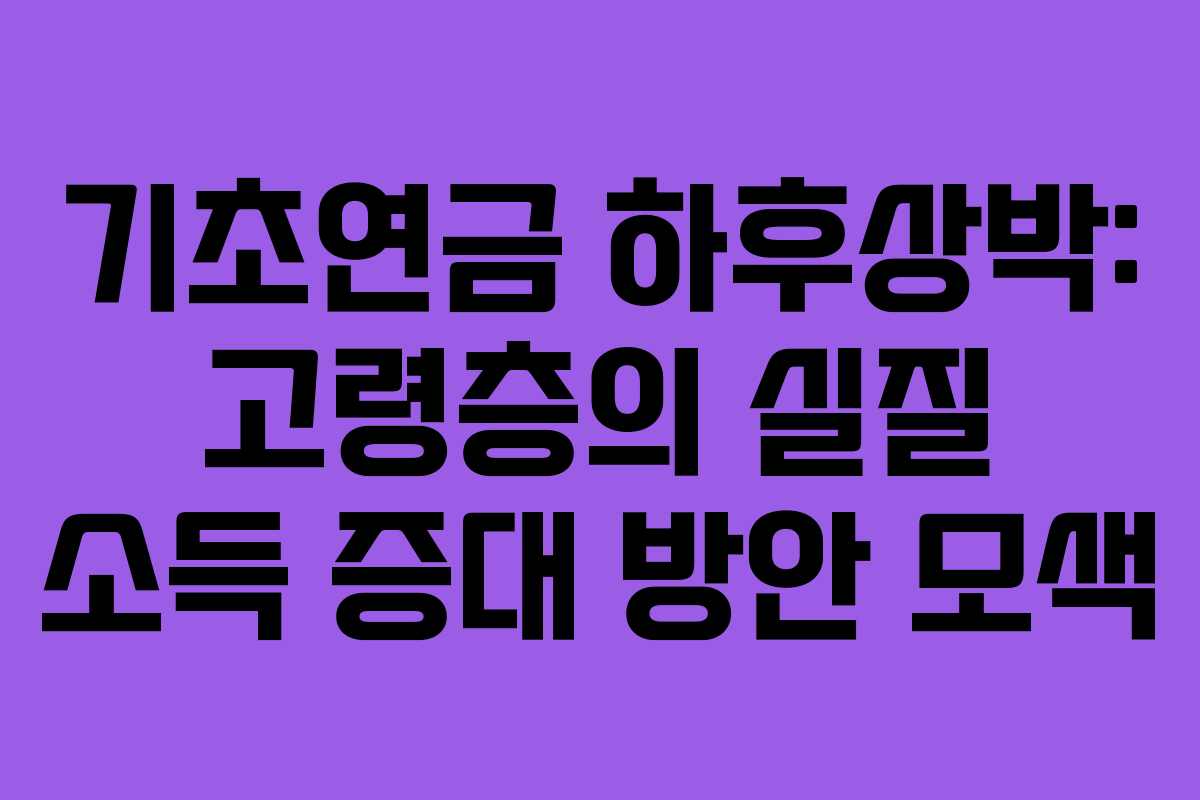 기초연금 하후상박: 고령층의 실질 소득 증대 방안 모색