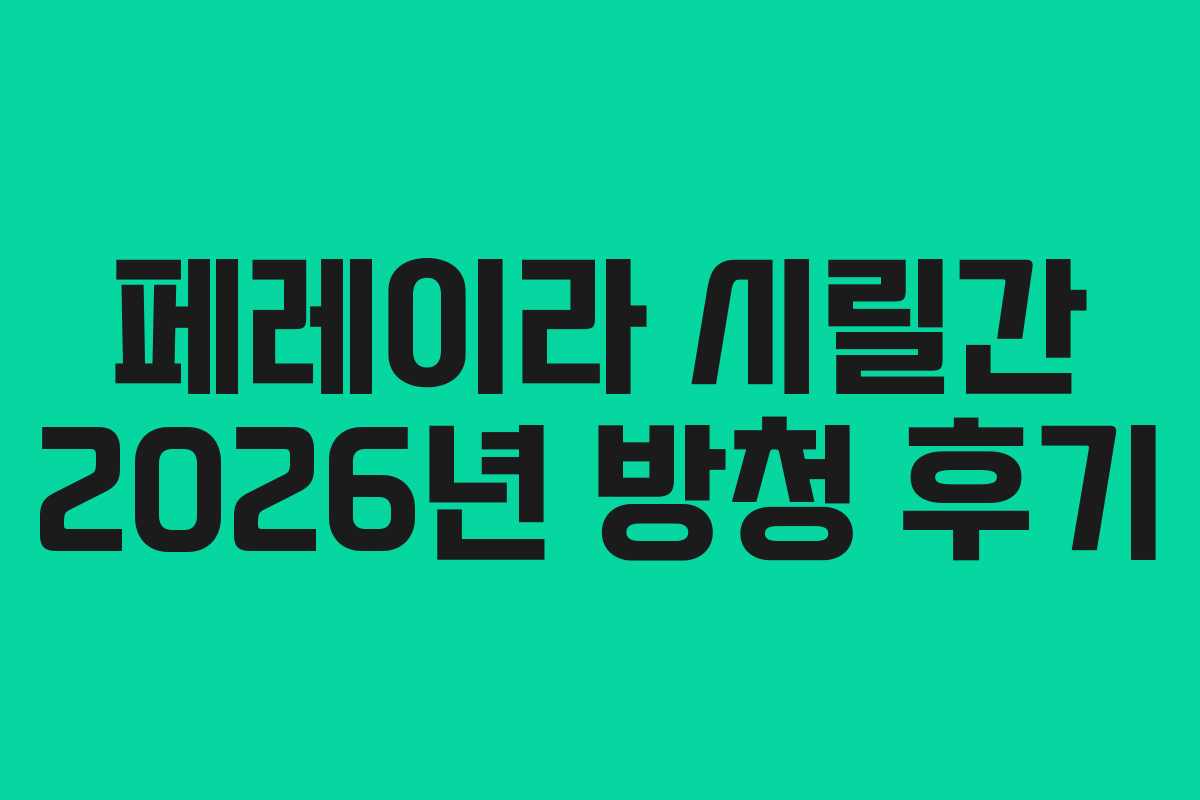 페레이라 시릴간 2026년 방청 후기 페레이라 시릴간 2026년 방청 후기